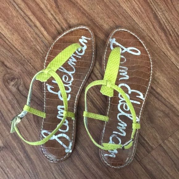 SAM EDELMAN Lime Green T-Strap Gigi Sandals - Picture 4 of 8